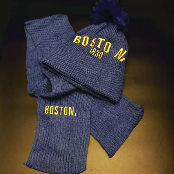 ست کلاه و شال گردن بچگانه مدل Boston رنگ آبی